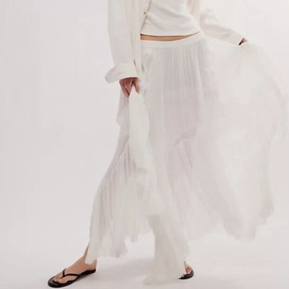 Free People FP ONE Clover White Maxi Skirt Boho Festival Size Small - Picture 5 of 11